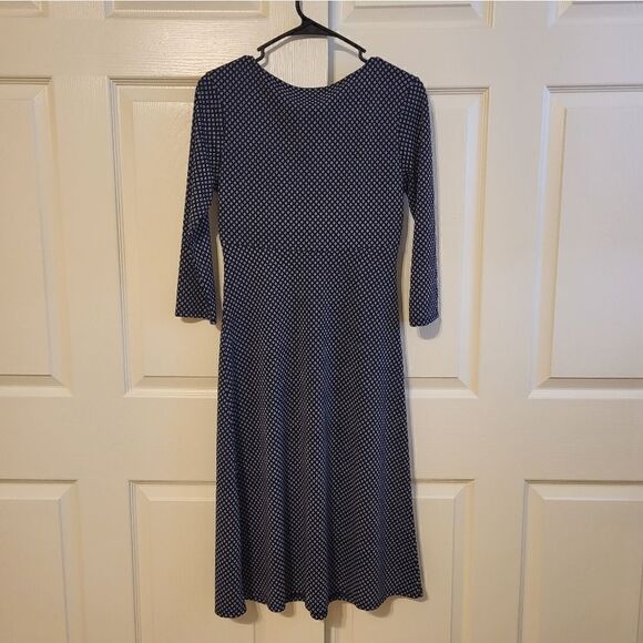 MICHAEL Michael Kors navy blue with white diamond detail 1/2 sleeve maxi dress - Picture 6 of 6